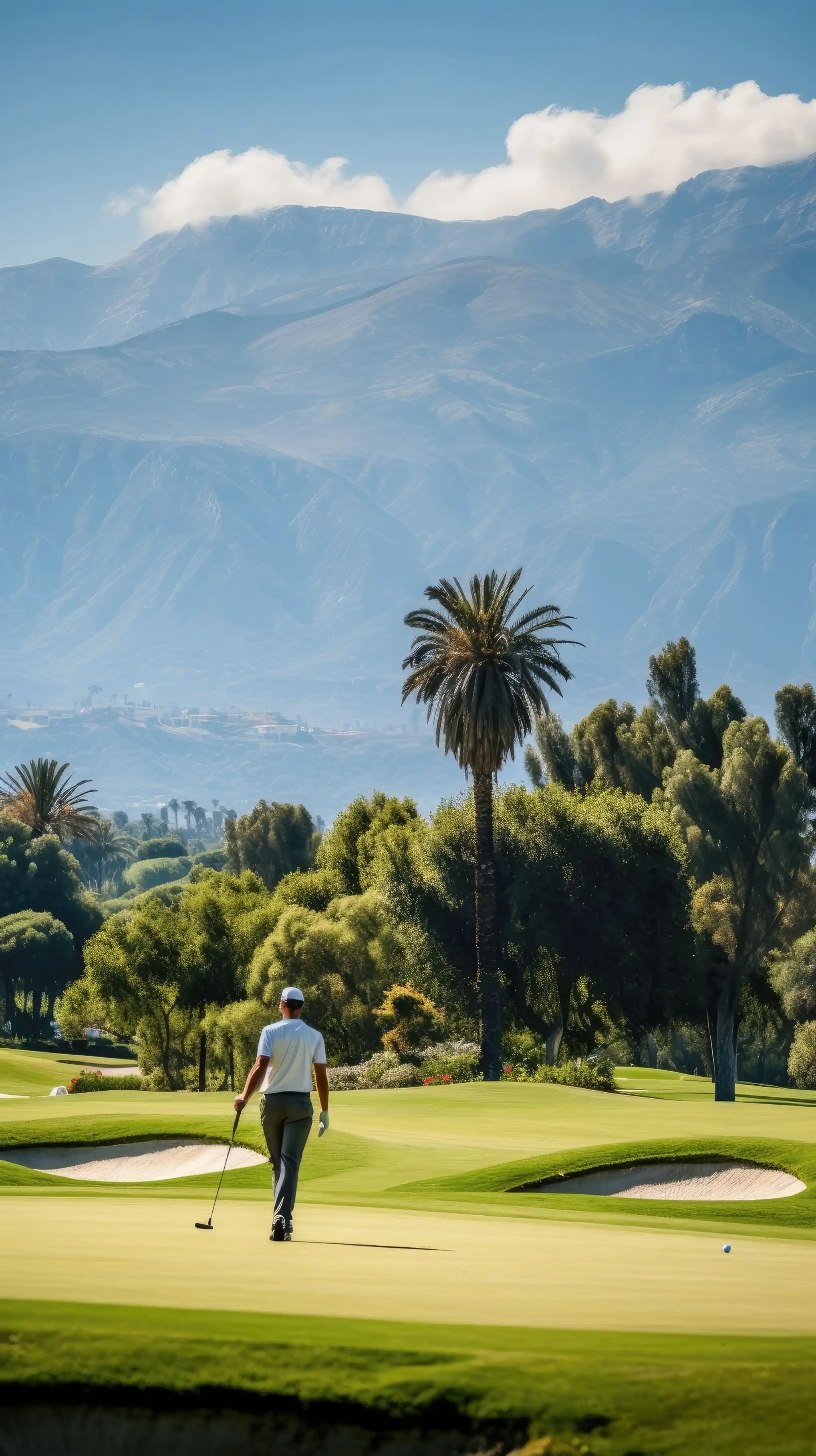 Golfer on a scenic course